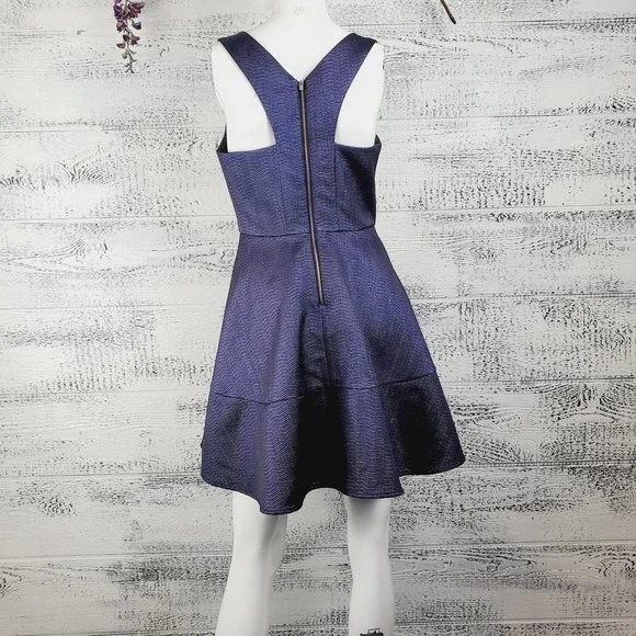 Express Fit and Flare Cocktail Nightdress Metallic Jacquard Dress NWOT Sz 6 - Picture 10 of 11